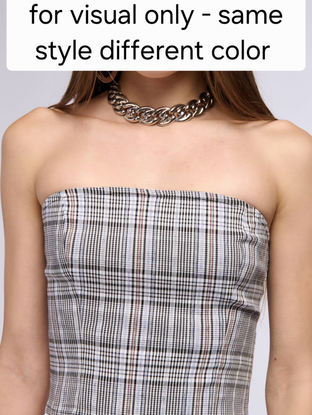 AKIRA Plaid Strapless Zipper Bustier Medium